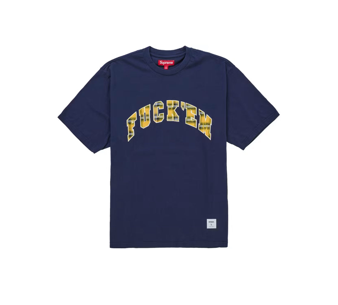Supreme Fuck Em Plaid S/S Top Navy