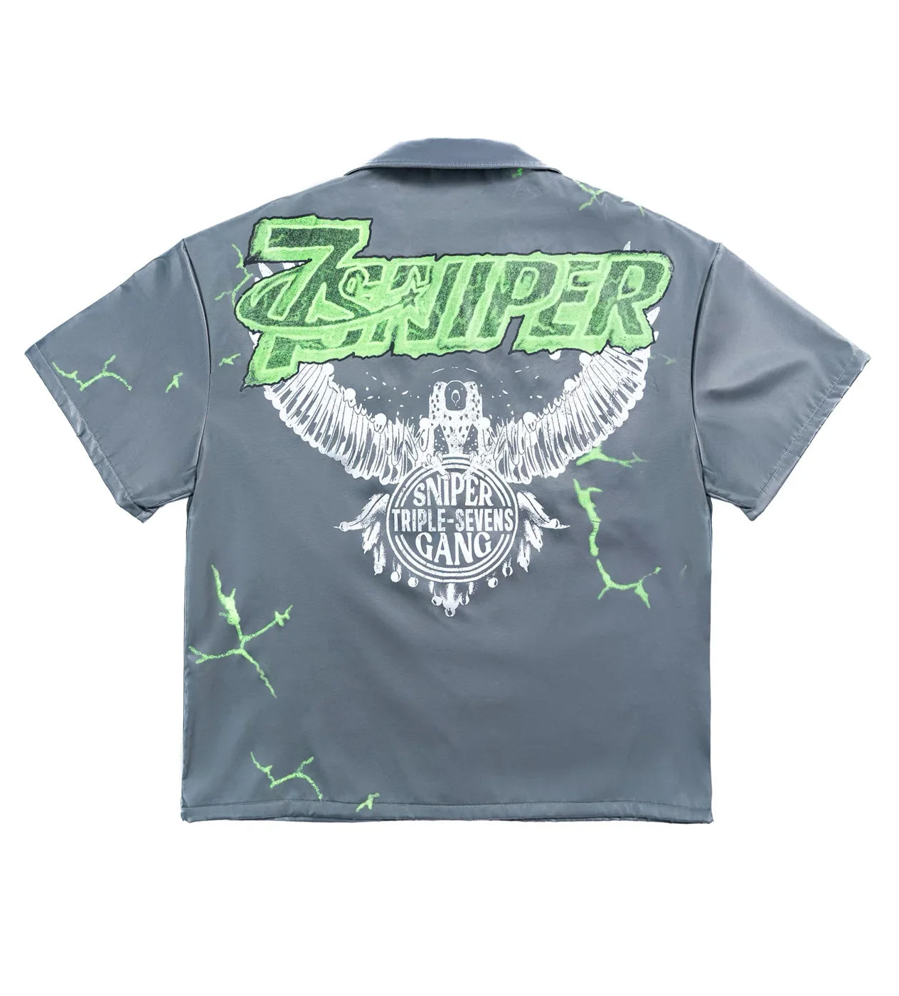 Triple Seven X Sniper Gang Button Up Nylon Grey