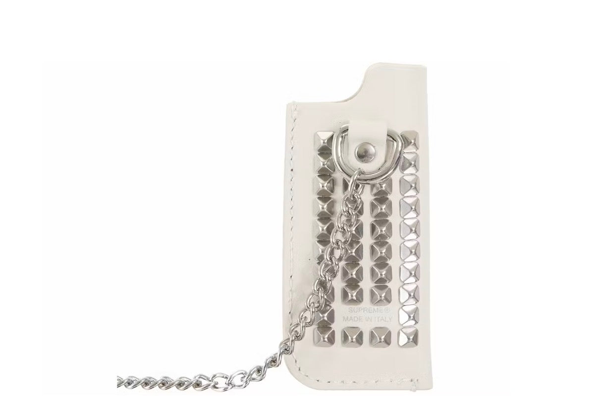 Supreme Studded Leather Lighter Holder White