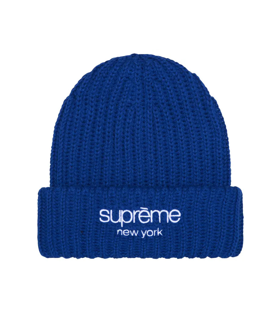 Supreme Chunky Rip Classic Logo Beanie Blue