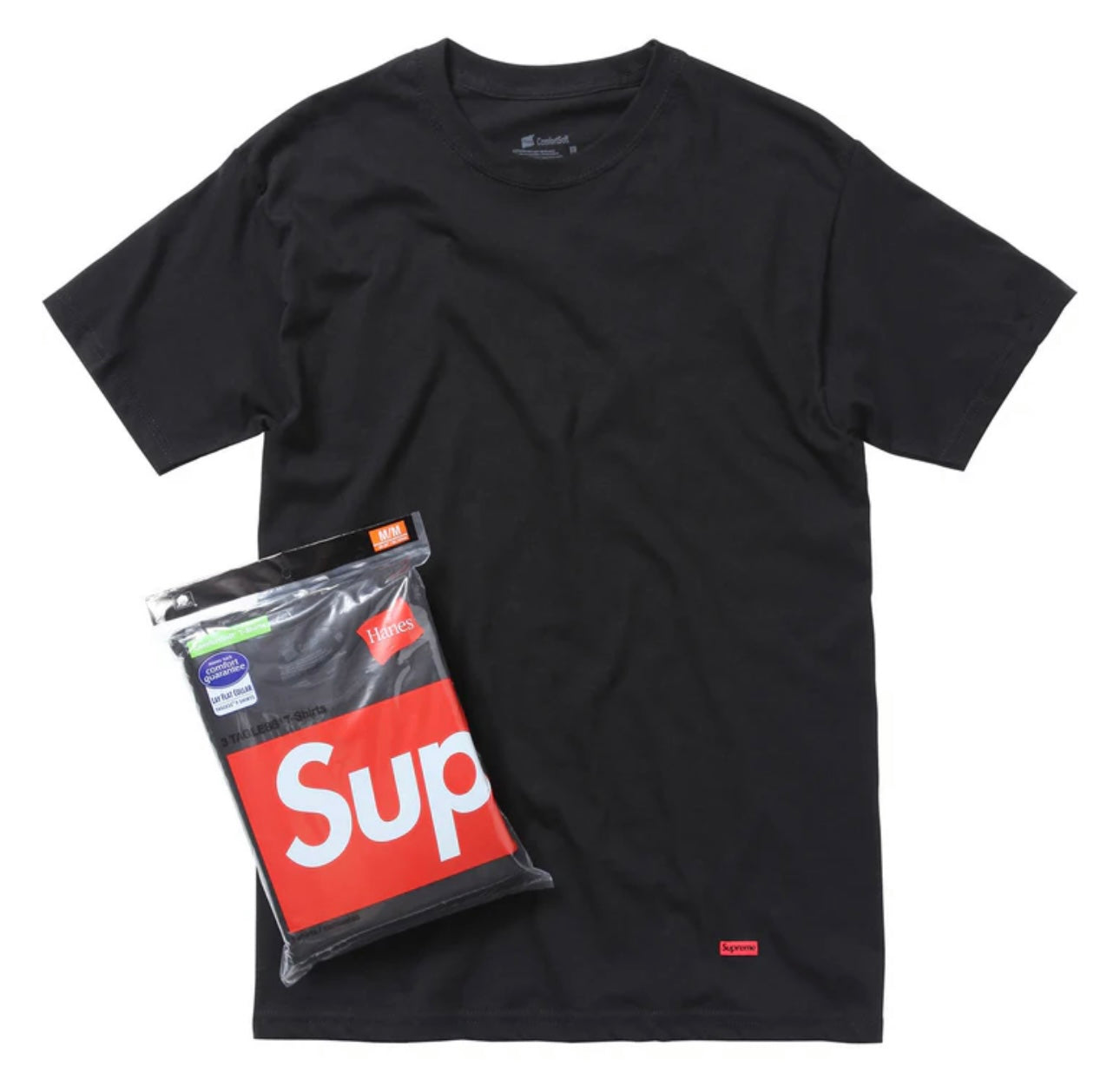 Supreme x Hanes Tagless Tees Black