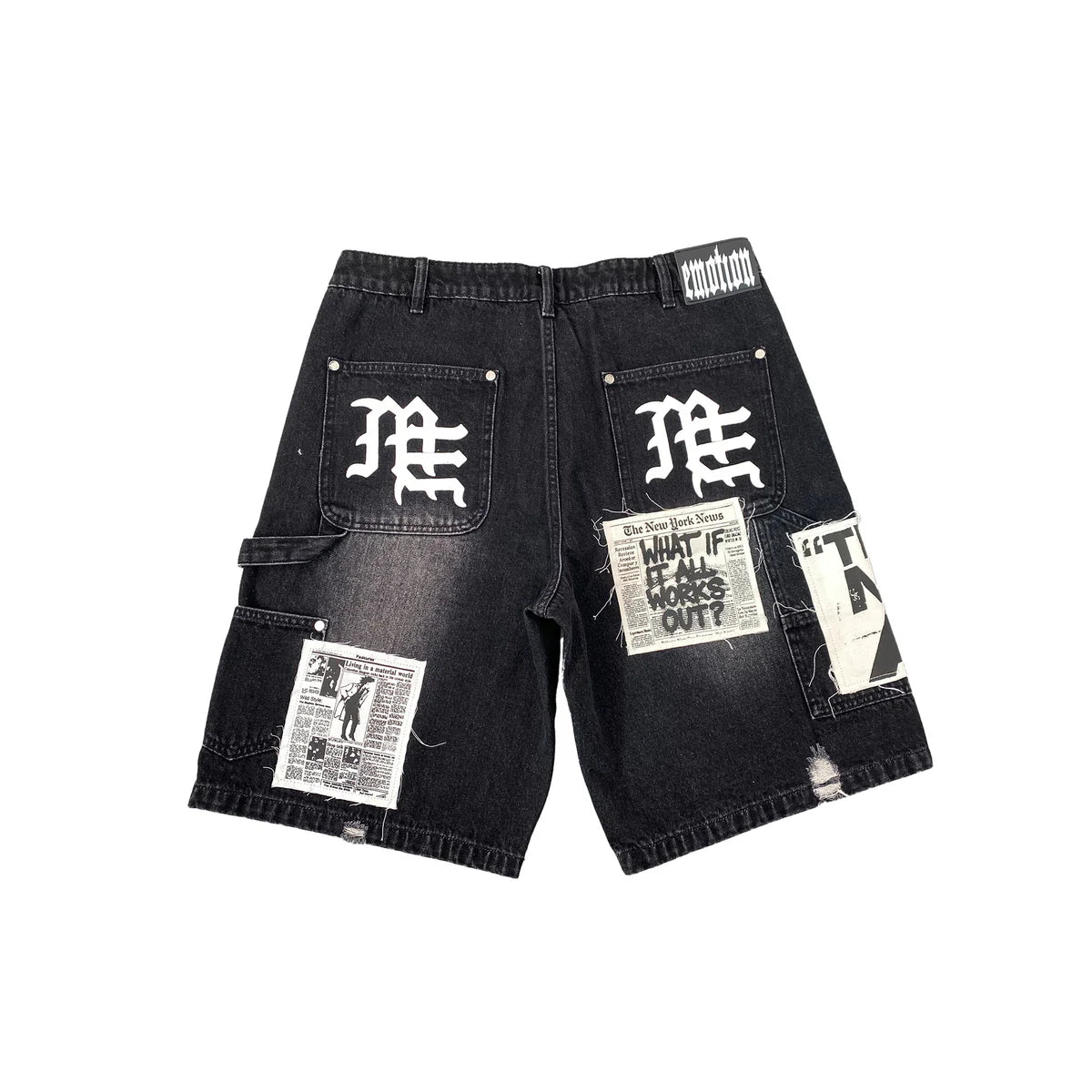 Mixed Emotion AI Denim Shorts Black