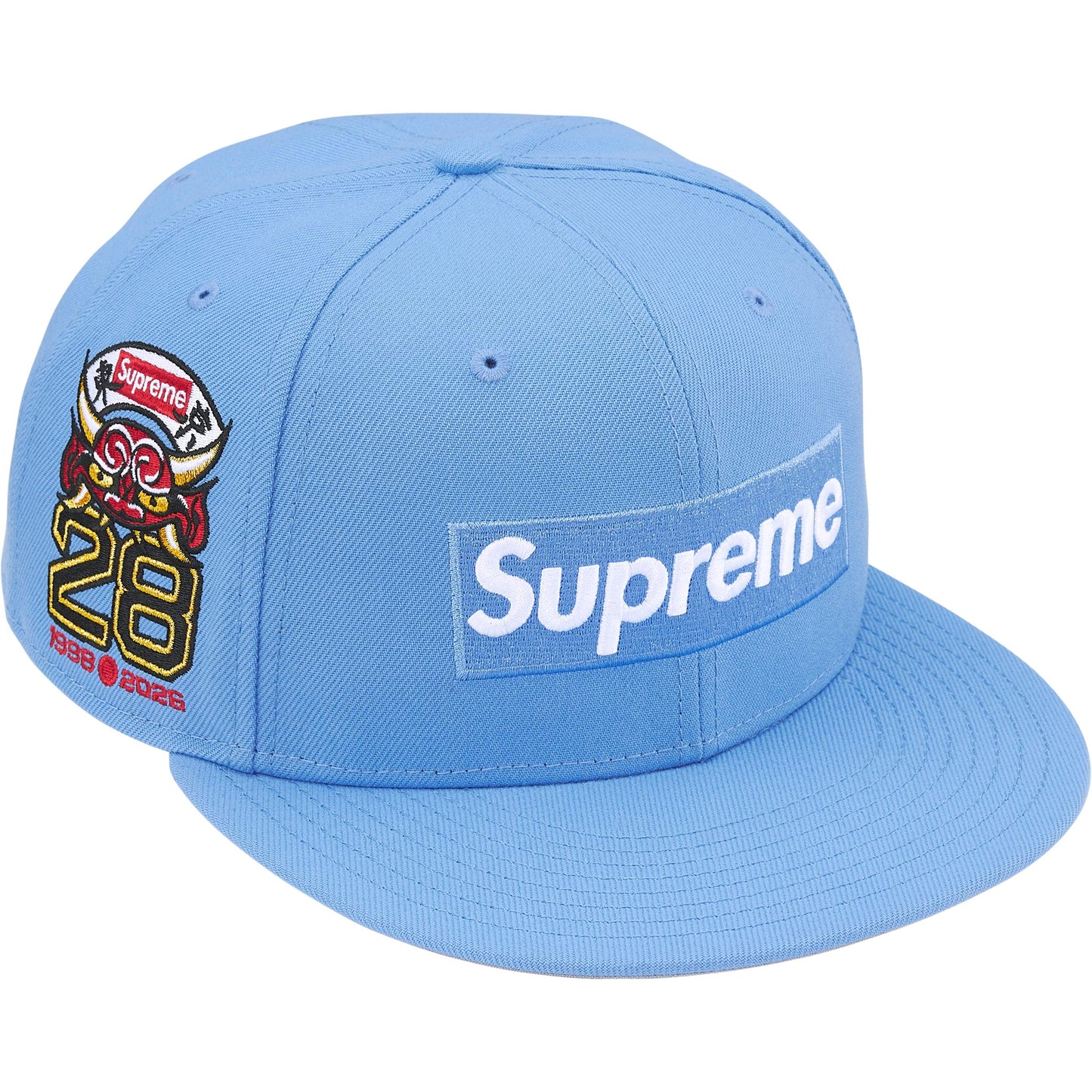 Supreme Shop Box Logo New Era® Fitted Hat Light Blue