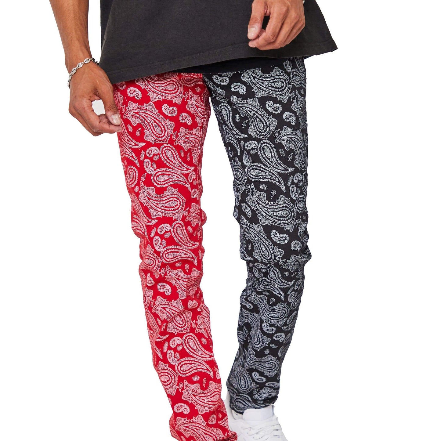 VALABASAS JEANS "NOVA BANDANNA" ROSSO NERO