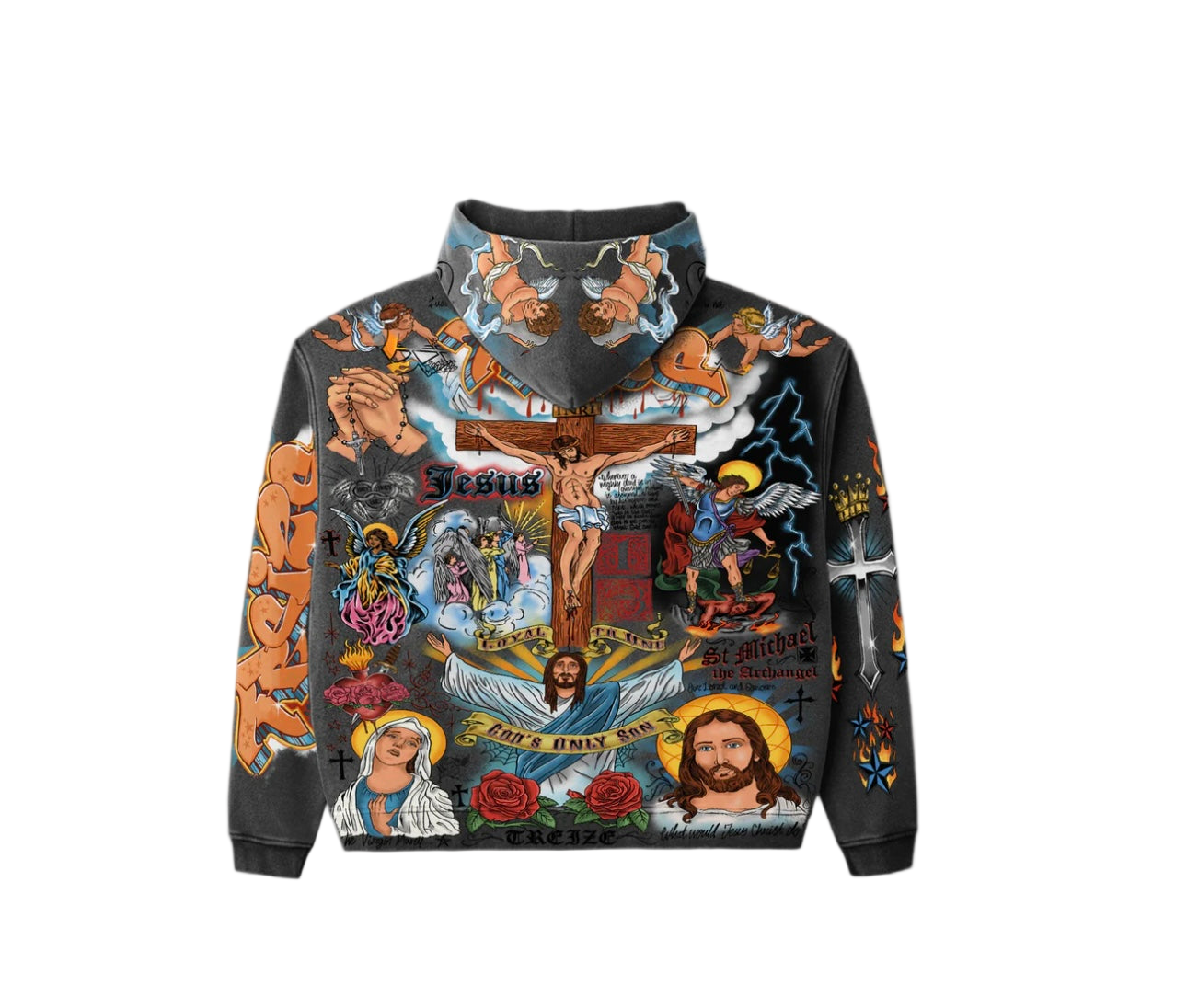 Treize Gospel Graffiti Zip Up Grey