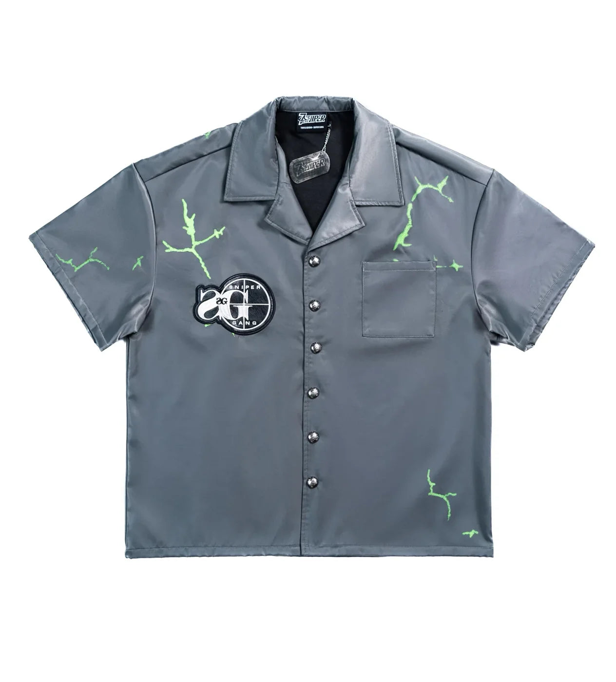 Triple Seven X Sniper Gang Button Up Nylon Grey