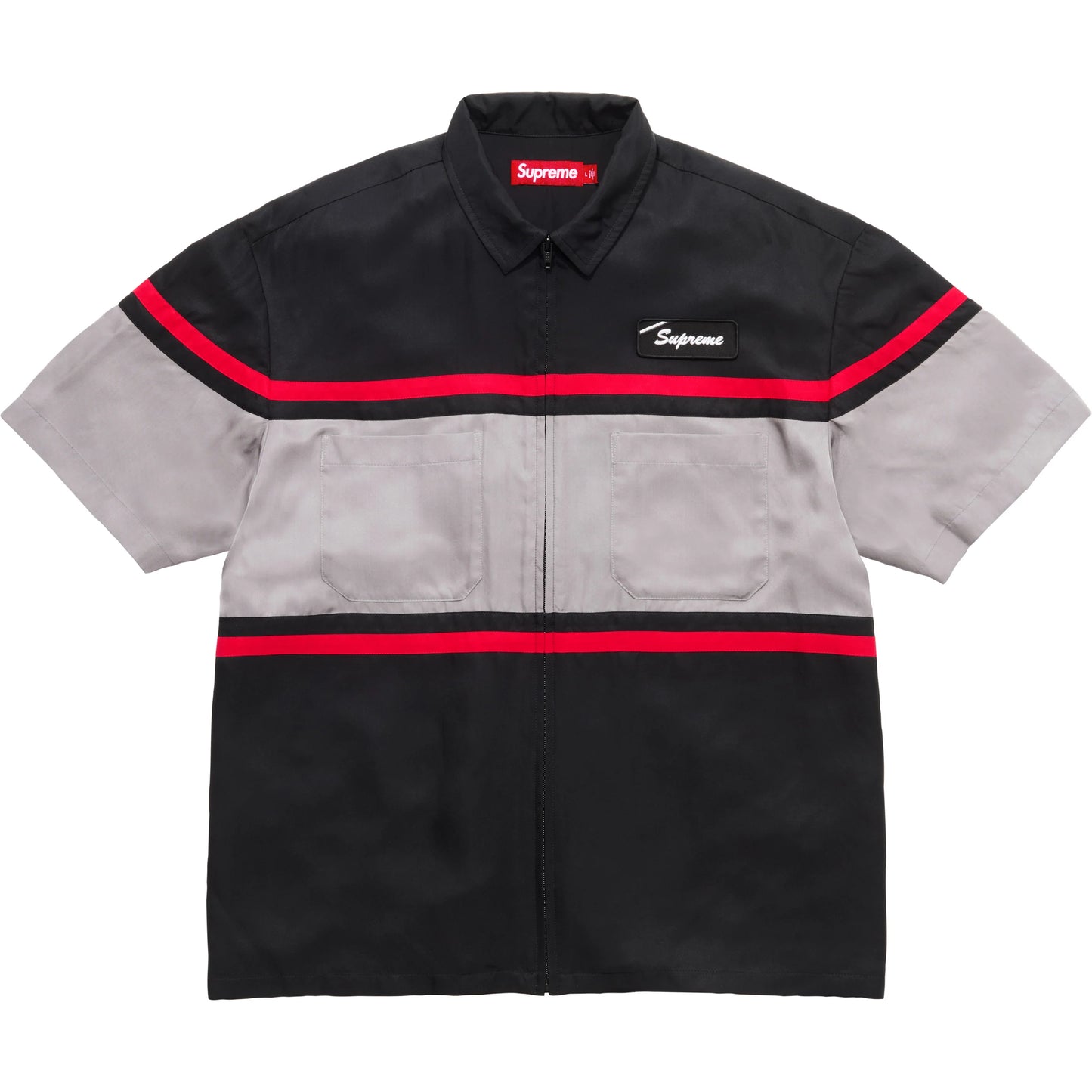 Supreme Sil Zip Up S/S Shirt Black