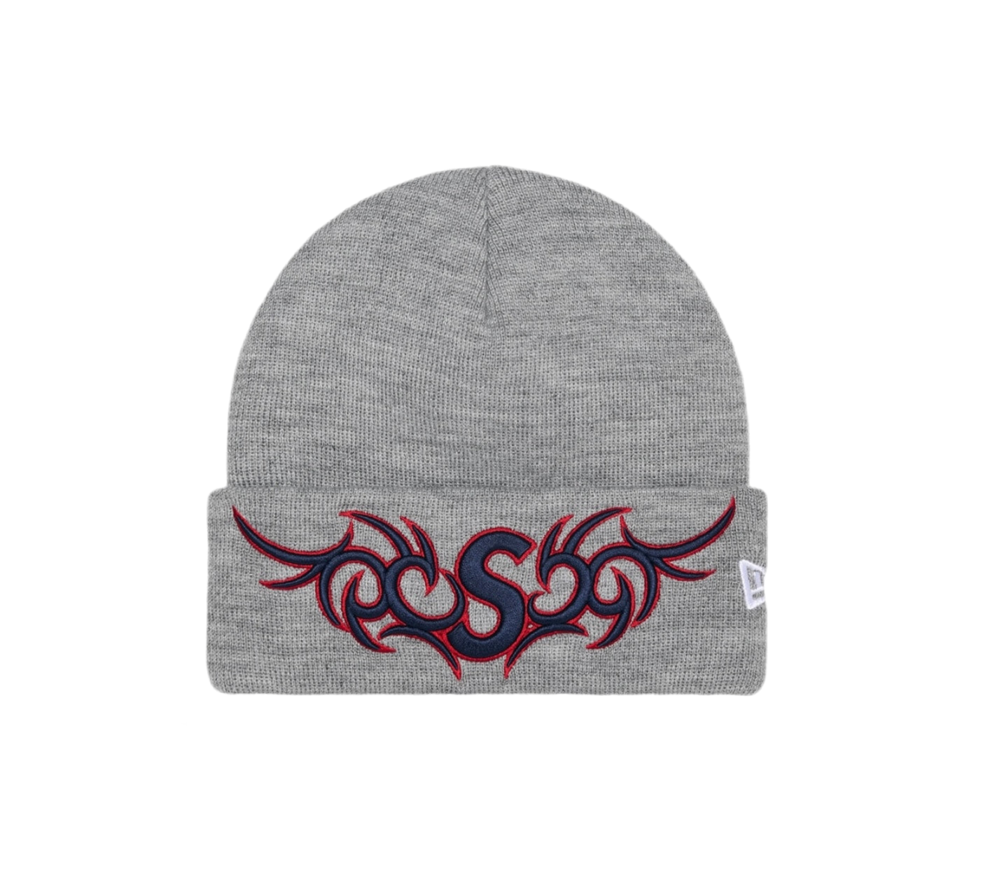 Supreme New Era Tribal S Logo Beanie Grey
