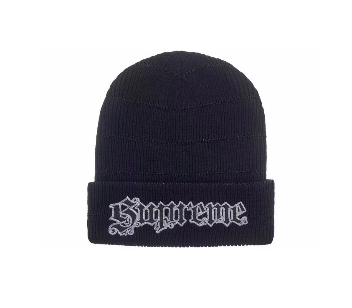 Supreme Metallic Stripe Beanie Black