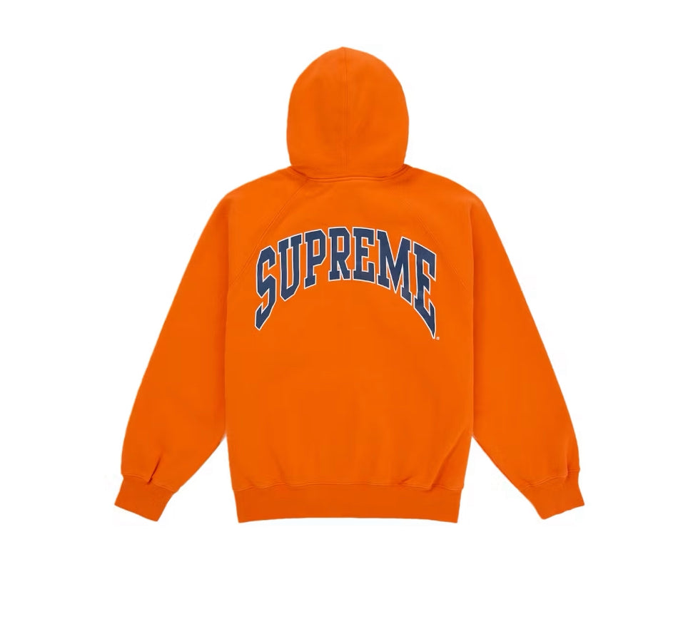 Supreme Cracked Raglan Zip Up Hoodie Sweatshirt Dark Orange