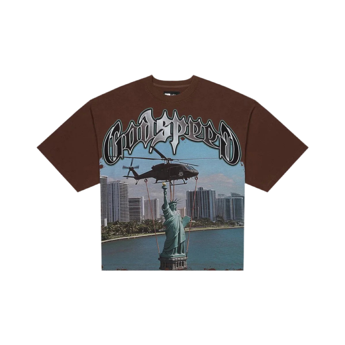 Godspeed JFK to MIA Tee Mocha Wash