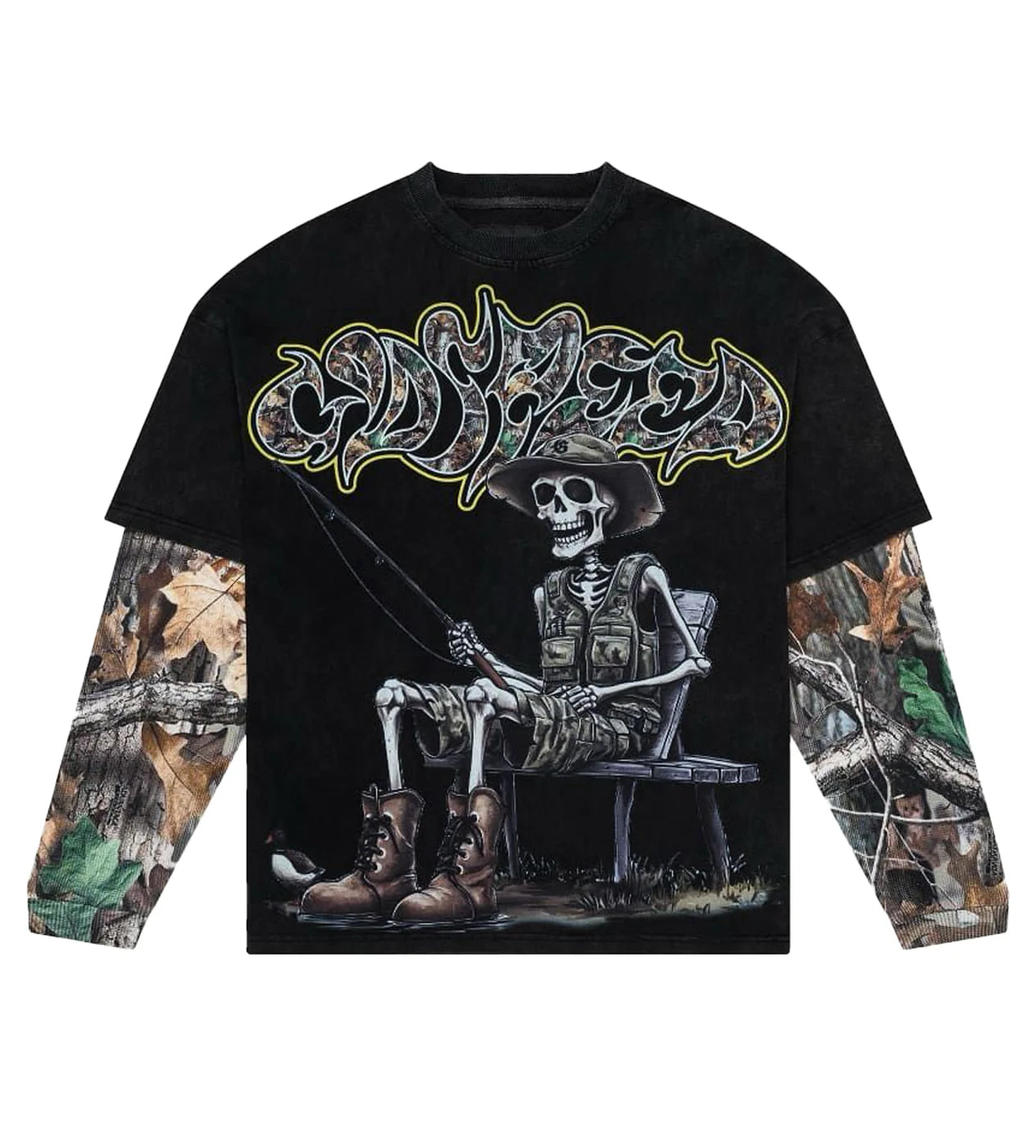 Godspeed Gone Fishing Layered T-Shirt Black Wash