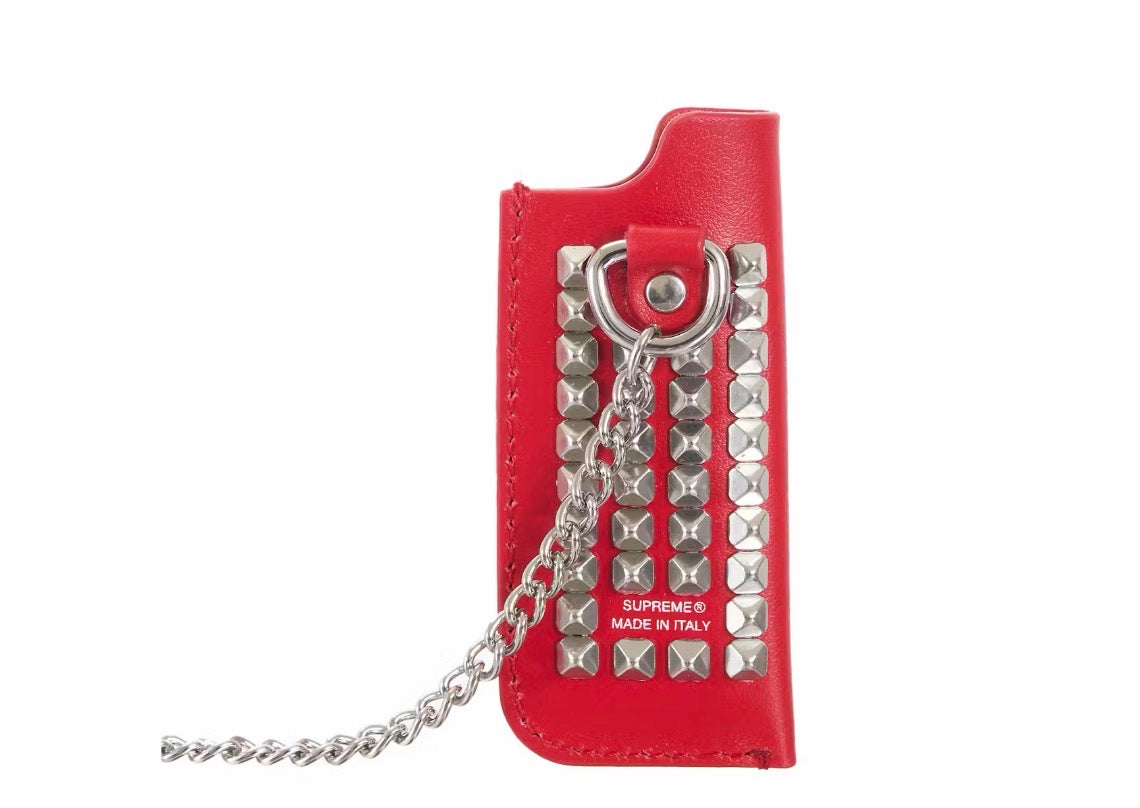 Supreme Studded Leather Lighter Holder Red