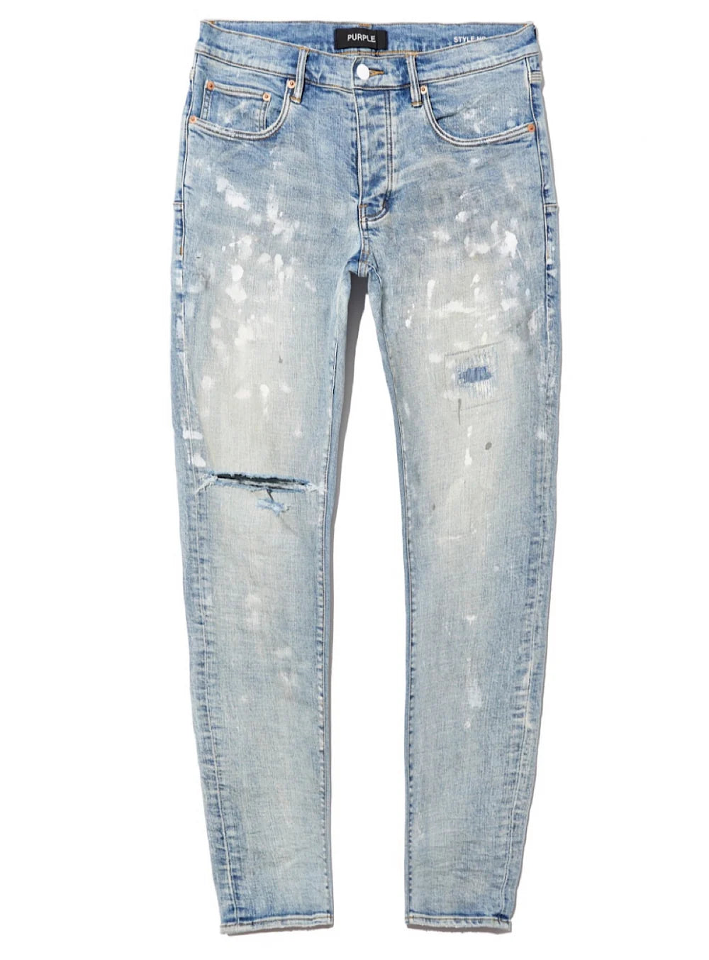 Purple brand Light Indigo Paint Blowout Skinny Jeans