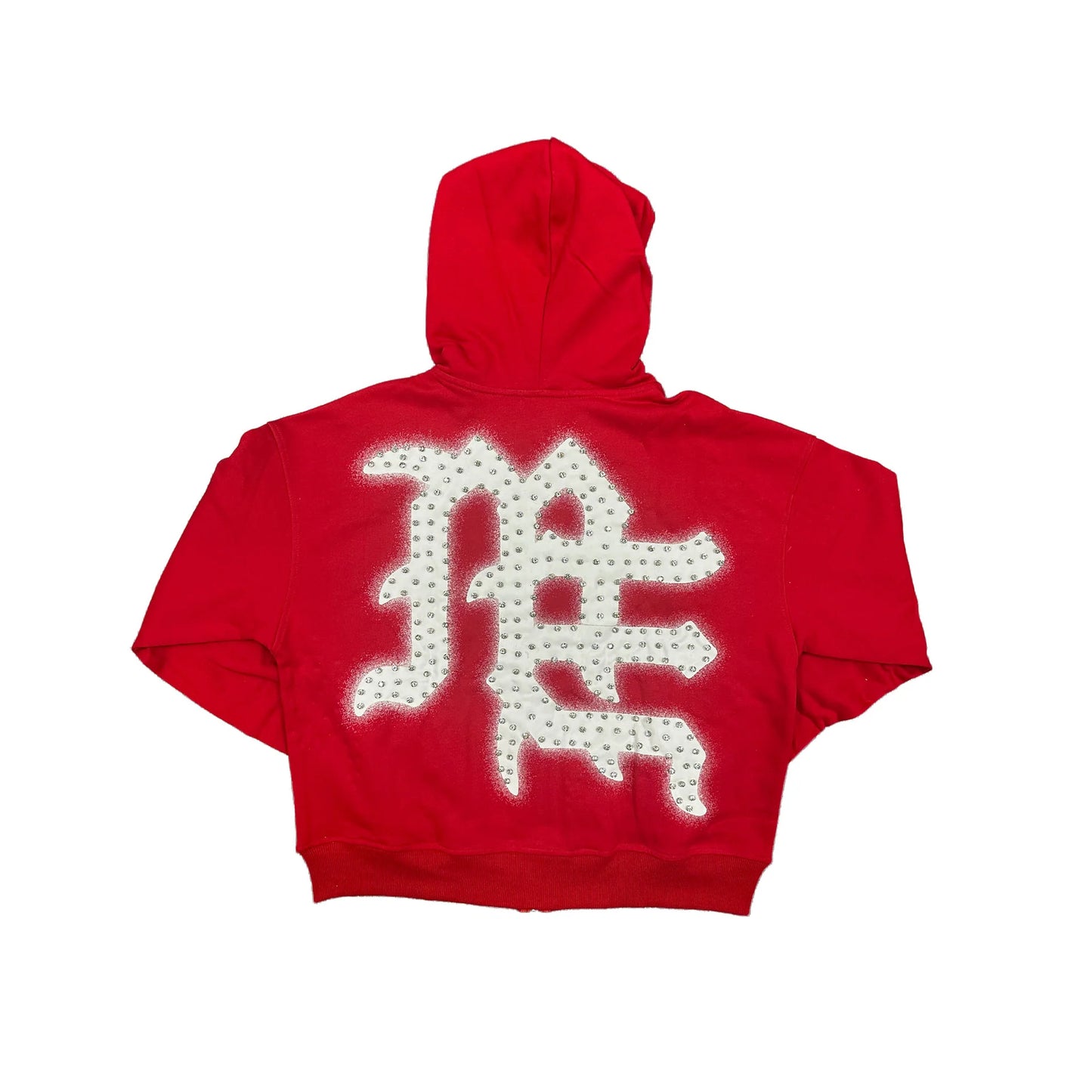 Mixed Emotion End Rhinestone Hoodie Red