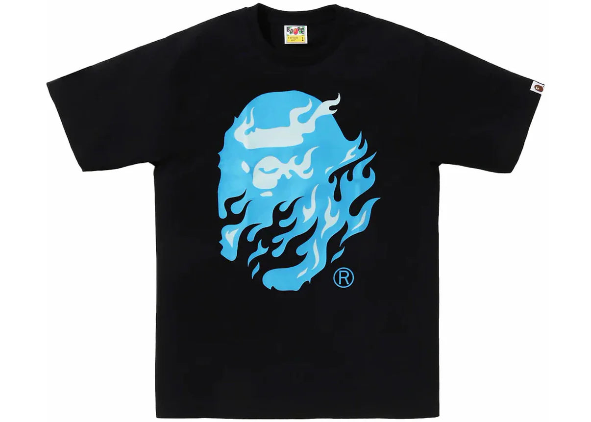Bape Flame Ape Head Tee Black/Blue