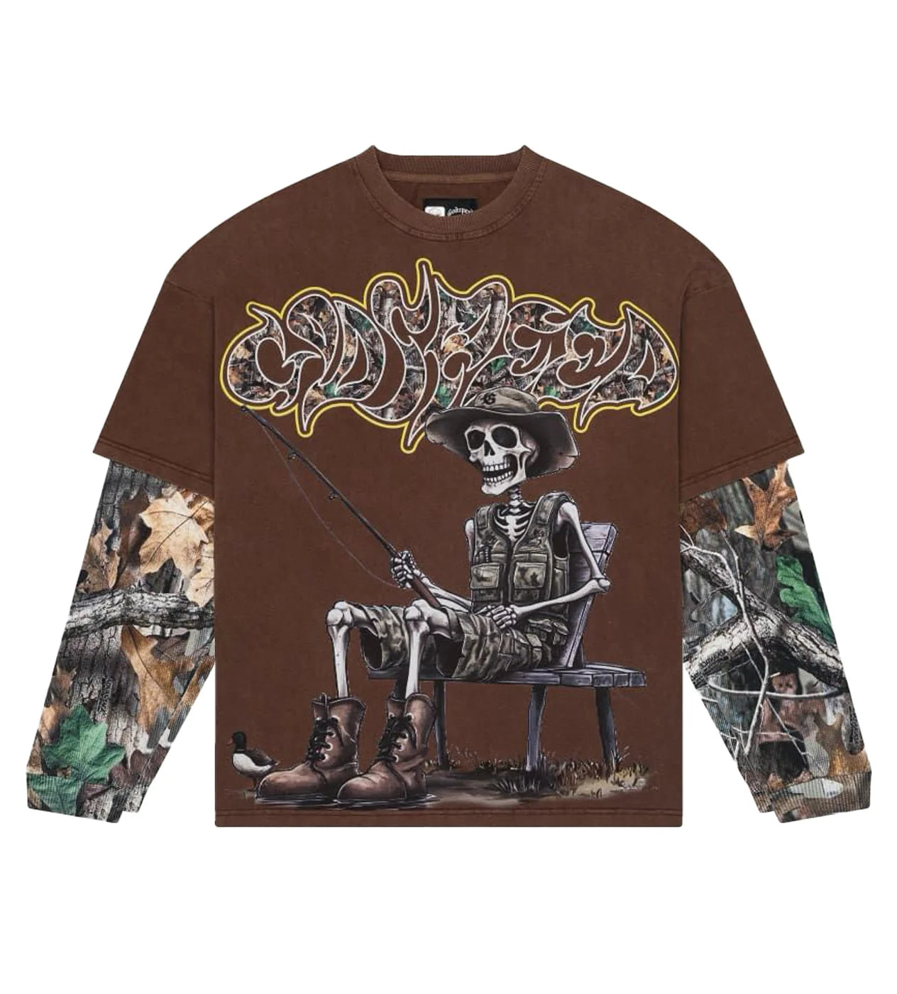 GodSpeed Gone Fishing Layered T-Shirt Brown