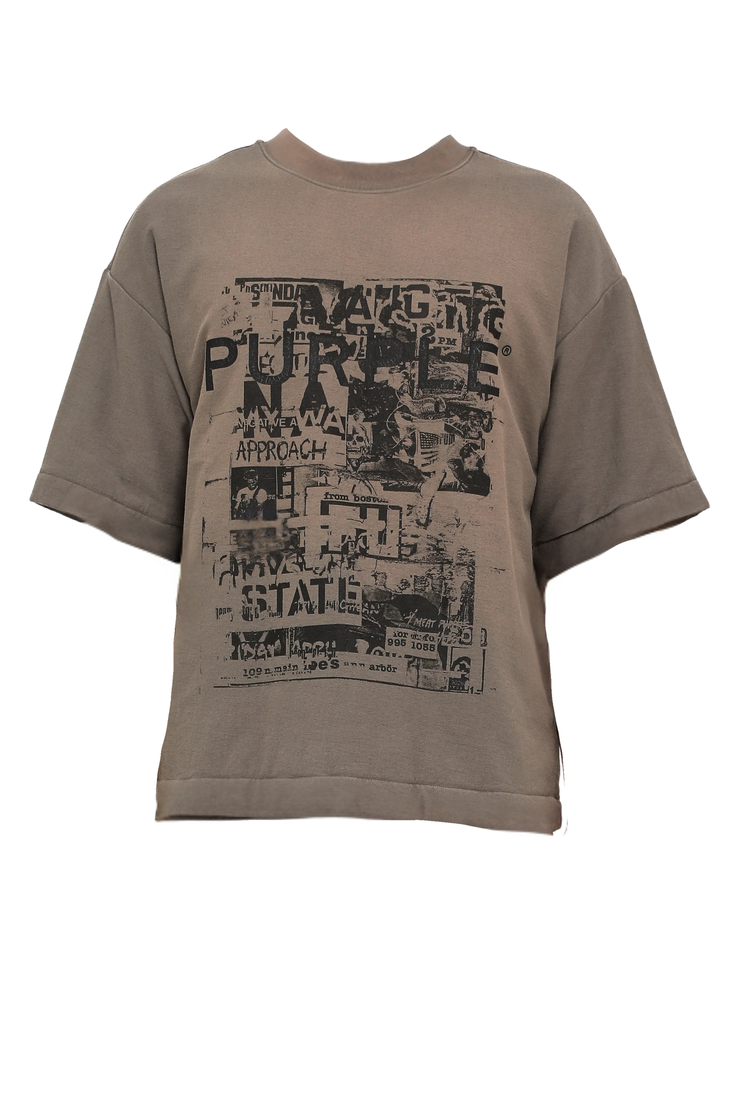 Purple Textured Jersey Padded Tee Grey