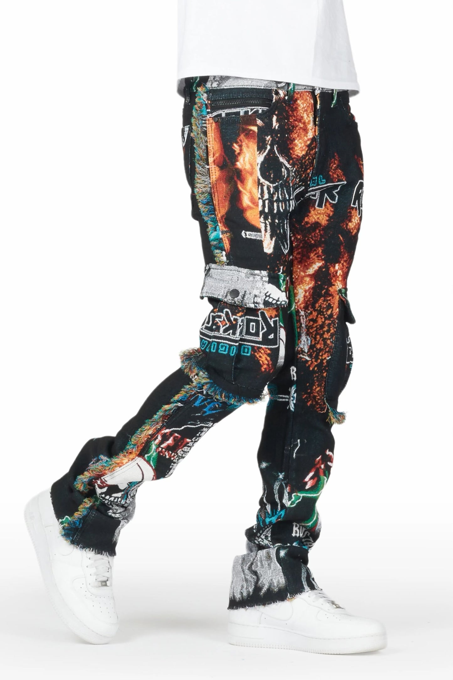 Rockstar “Zarin Black/Multi Tapestry Stacked Jean