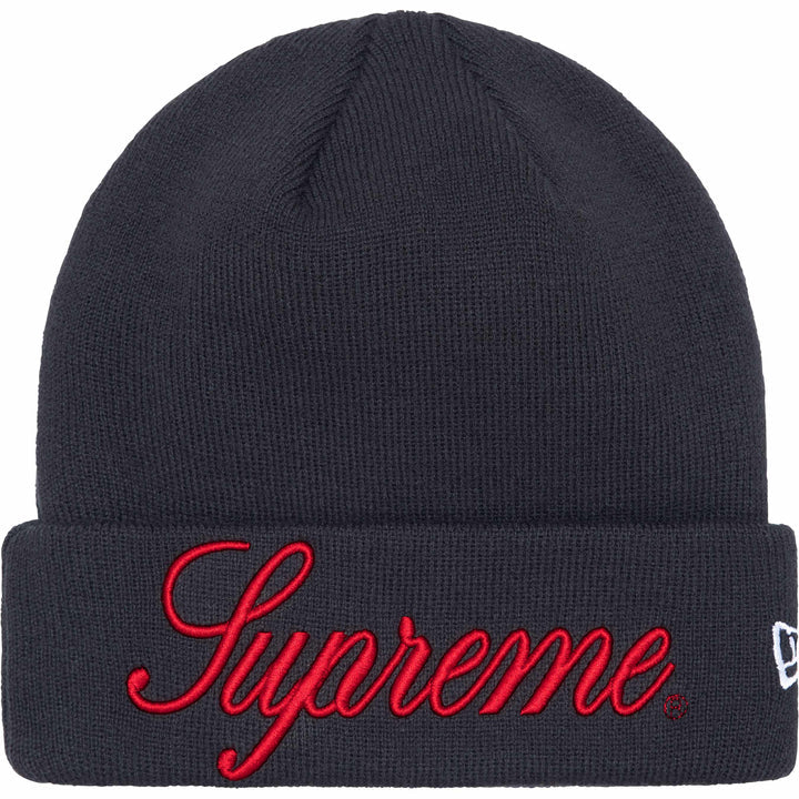 Supreme New Era Script Beanie Navy