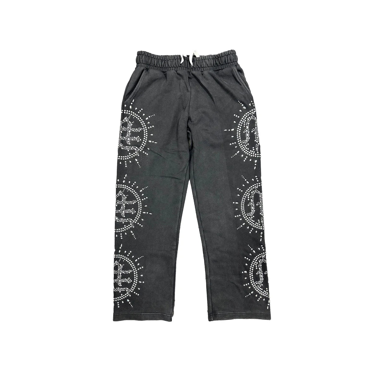 Mixed Emotion Eclipse Rhinestone Sweatpants Grey Acid Wash