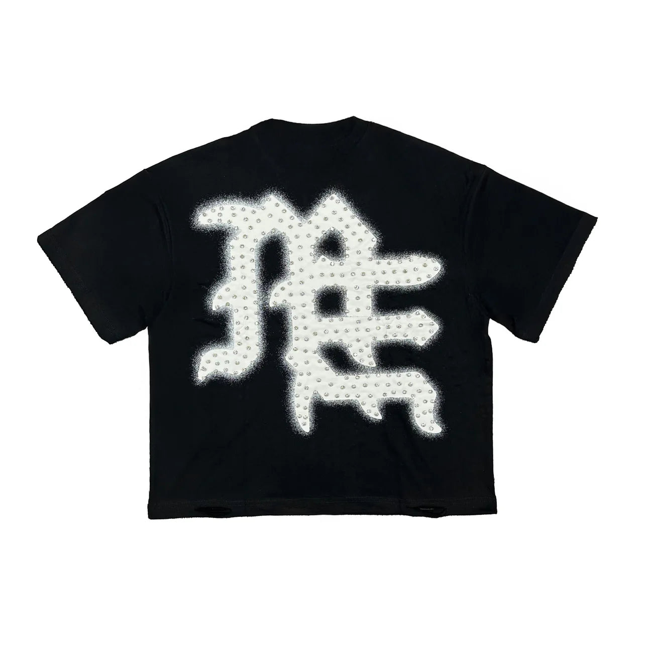 Mixed Emotion End Rhinestone Tee Black