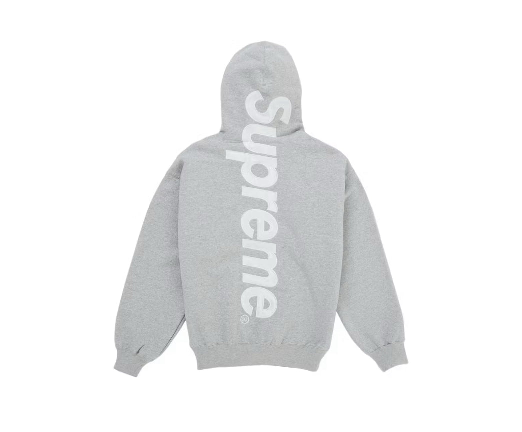 Supreme Satin Appliqué Hooded Sweatshirt (SS26) Heather Grey