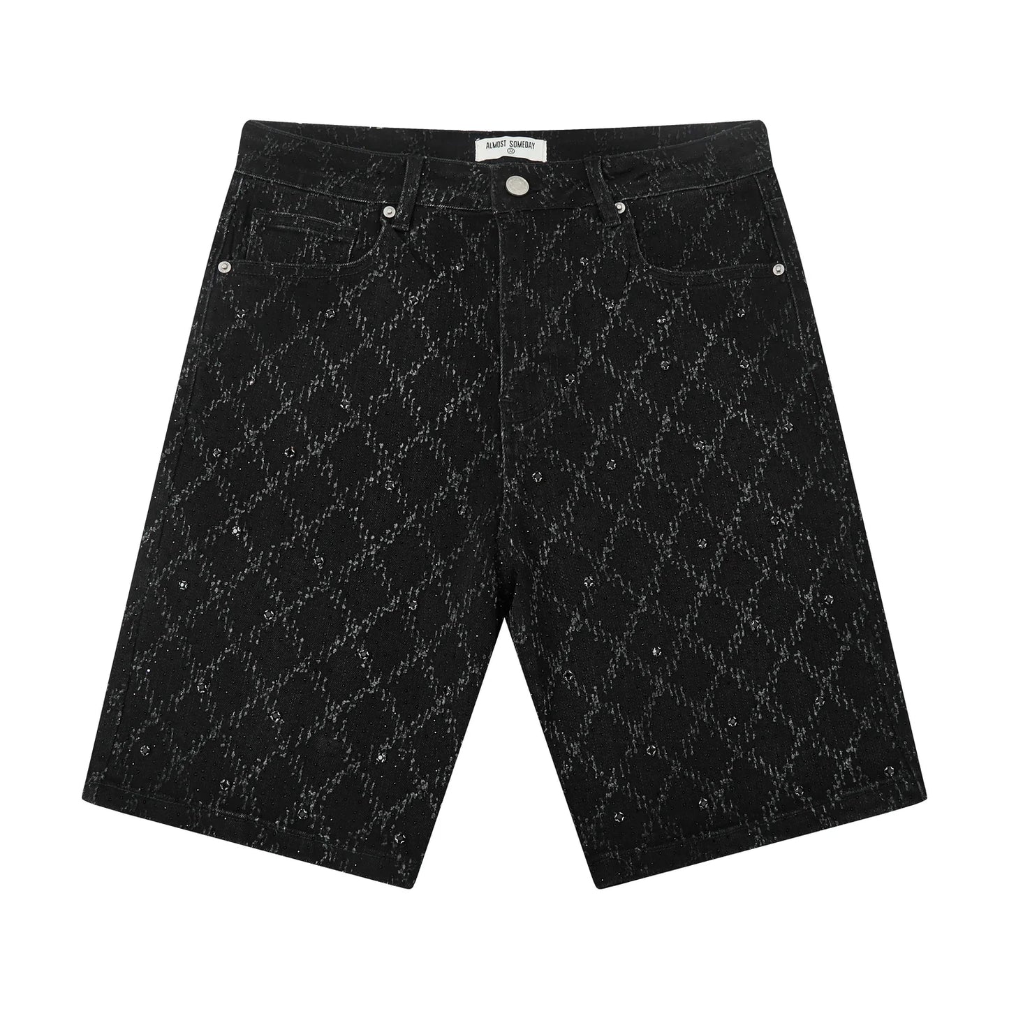 Almost Someday Gemstone Denim Shorts Washed Black