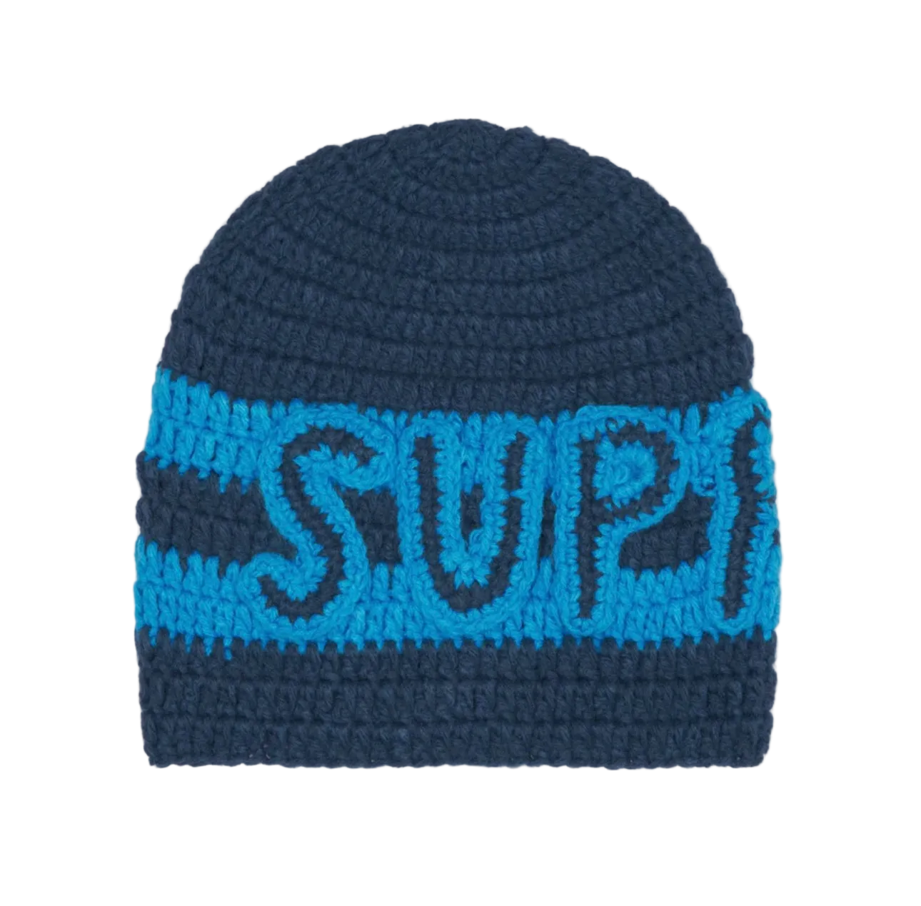 Supreme Crochet Logo Beanie Navy