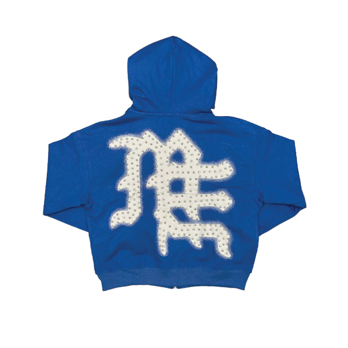 Mixed Emotion End Rhinestone Hoodie Blue