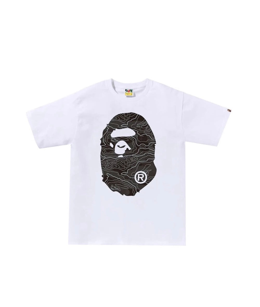 BAPE Layered Line Camo Big Ape Head Tee ‘White/Black’