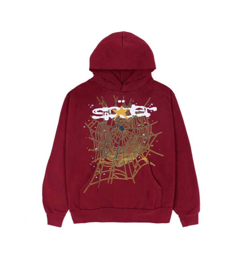 Sp5der Logo Hoodie Maroon