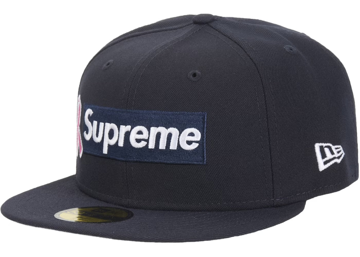 Supreme x New Era Breast Cancer Awareness Box Logo Fitted Hat Navy