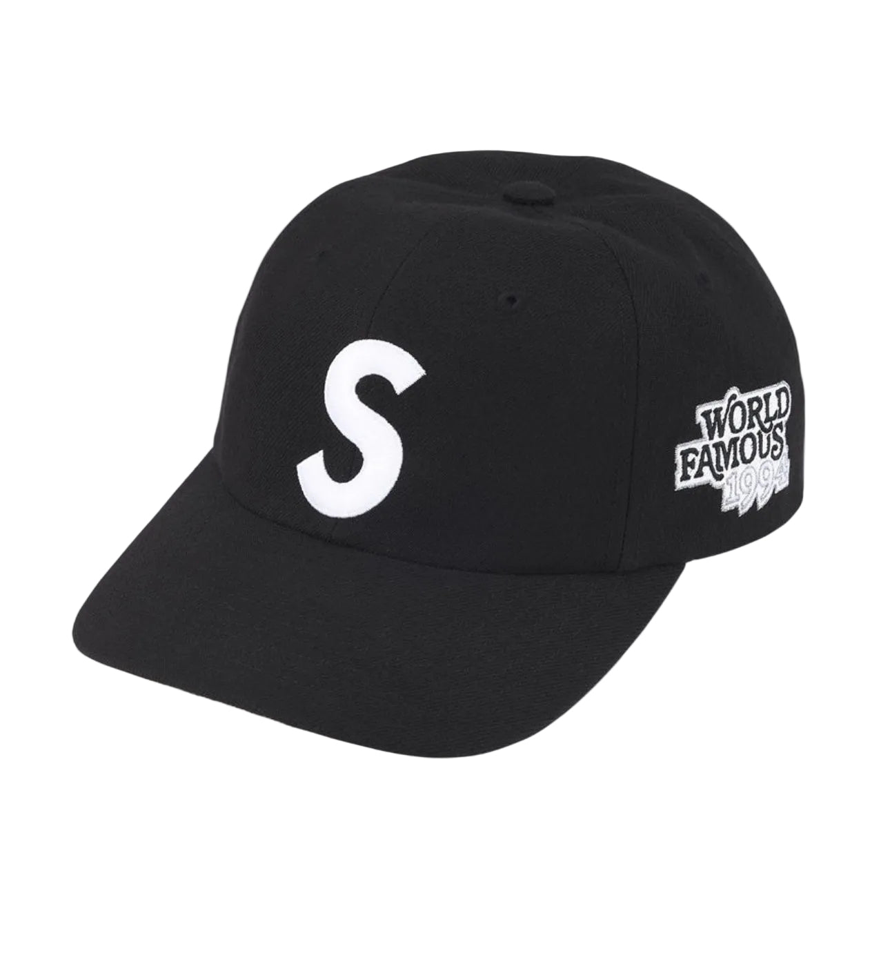 Supreme World Famous S Logo 6-Panel Hat Black