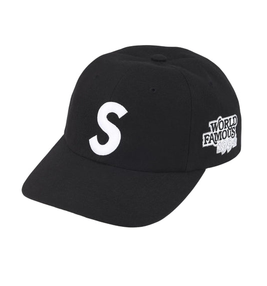 Supreme World Famous S Logo 6-Panel Hat Black