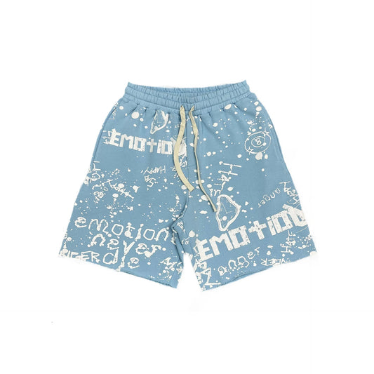 Mixed Emotion Graffiti Shorts Blue