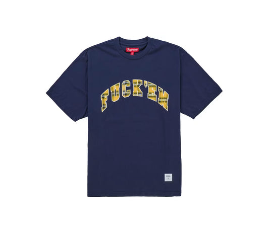Supreme Fuck Em Plaid S/S Top Navy