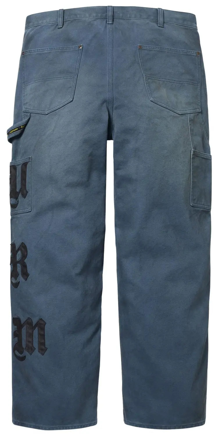 Supreme Leather Appliqué Double Knee Painter Pant Blue