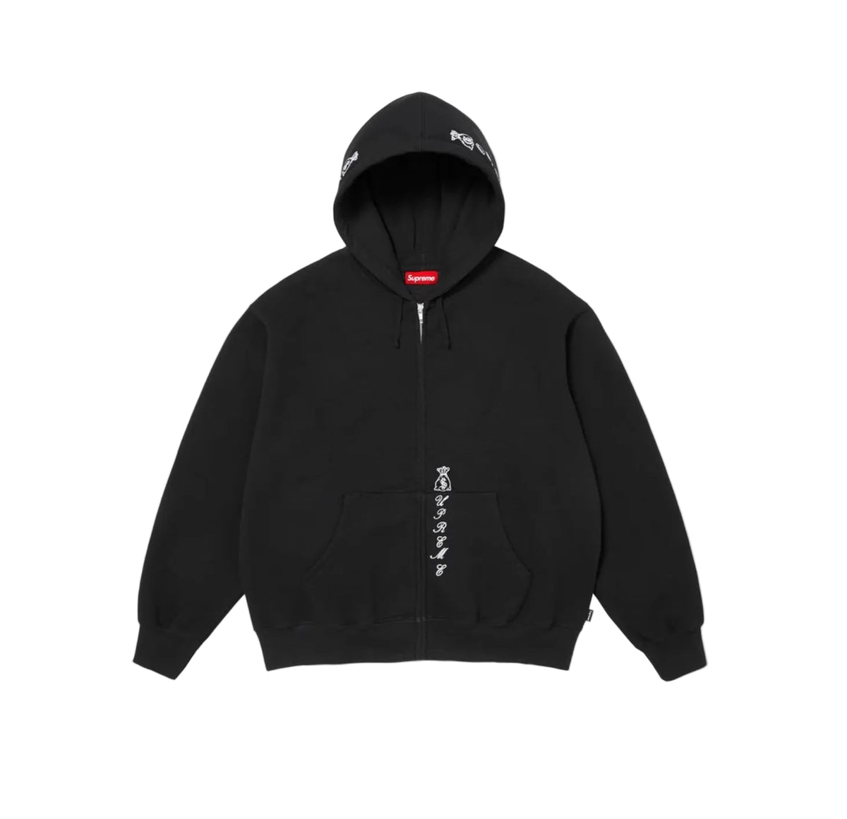 Supreme God Over Money Zip Up Hooded Sweatshirt Black