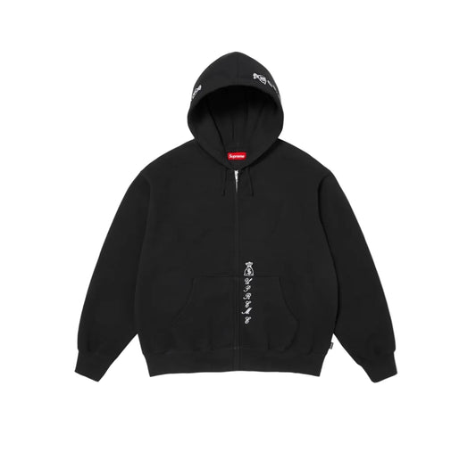 Supreme God Over Money Zip Up Hooded Sweatshirt Black