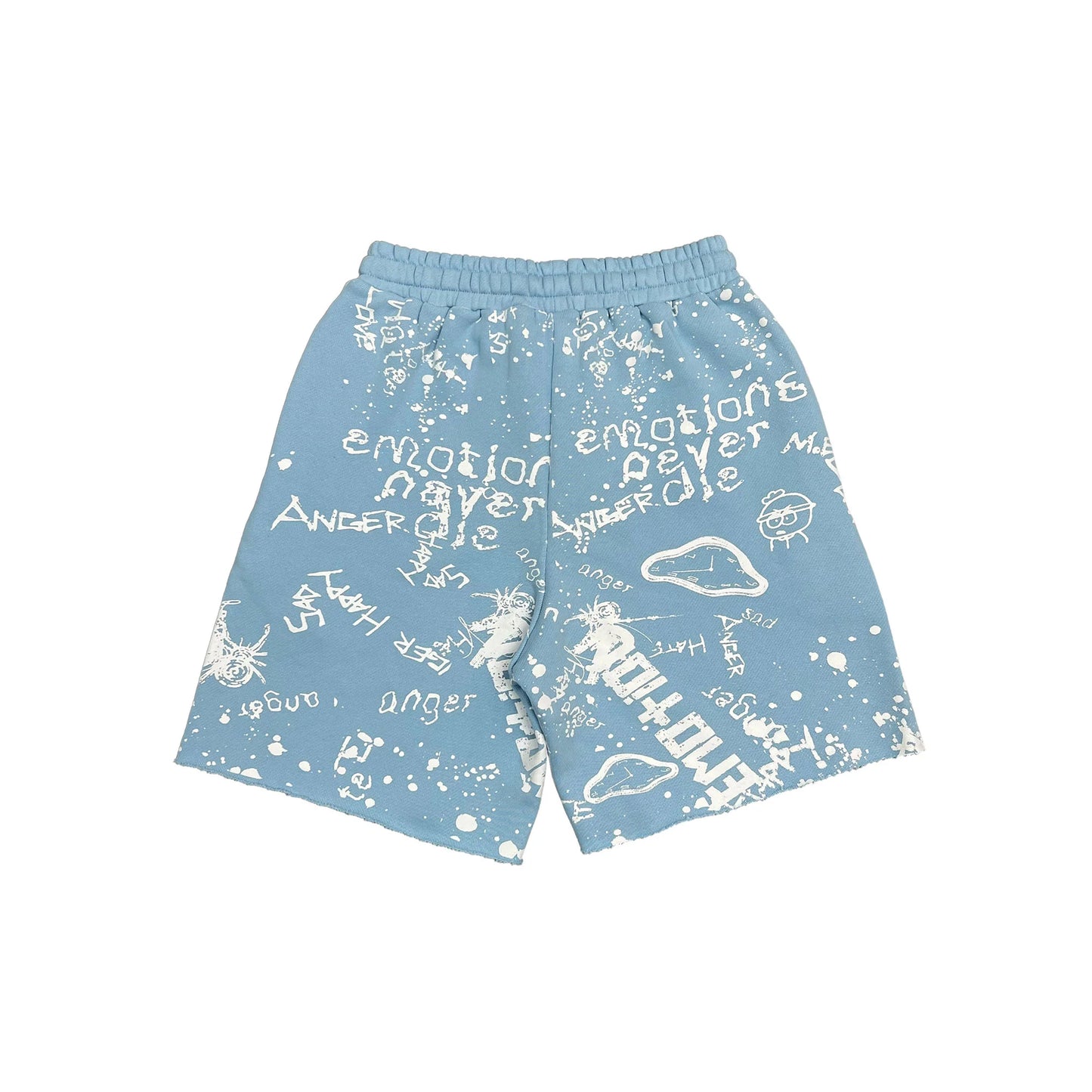 Mixed Emotion Graffiti Shorts Blue
