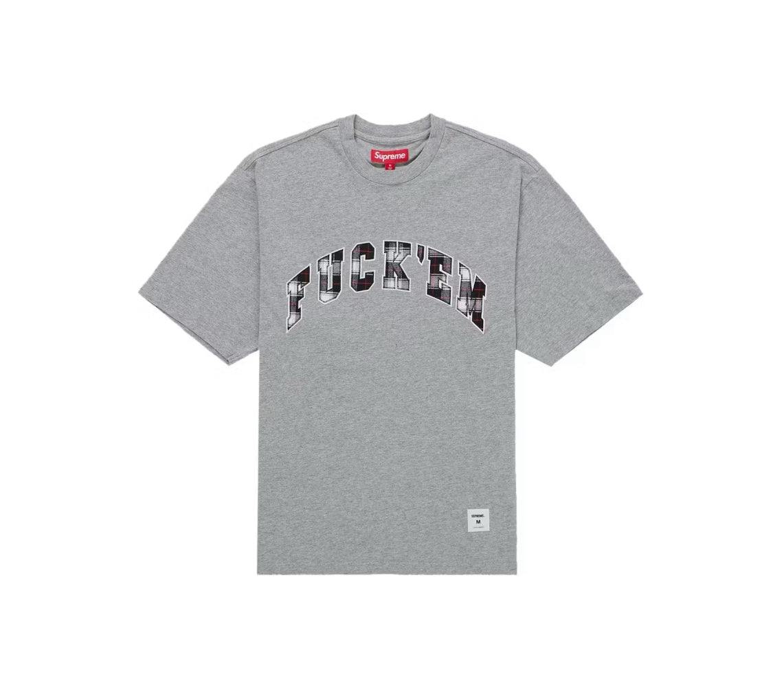Supreme Fuck Em Plaid S/S Top Heather Grey