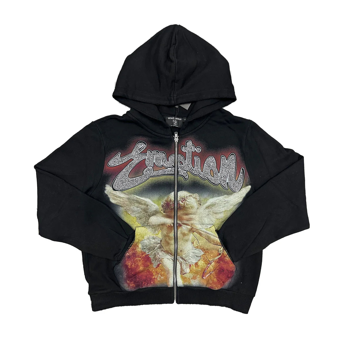 Mixed Emotion Rhinestone Hoodie Black
