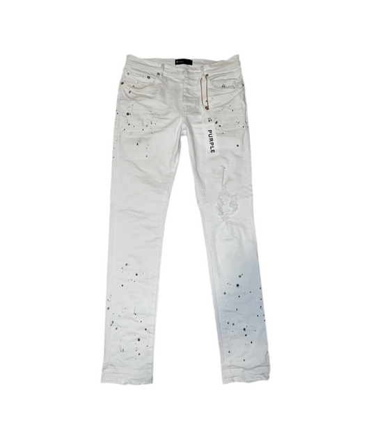Purple Brand Paint Blowout Denim Pants White