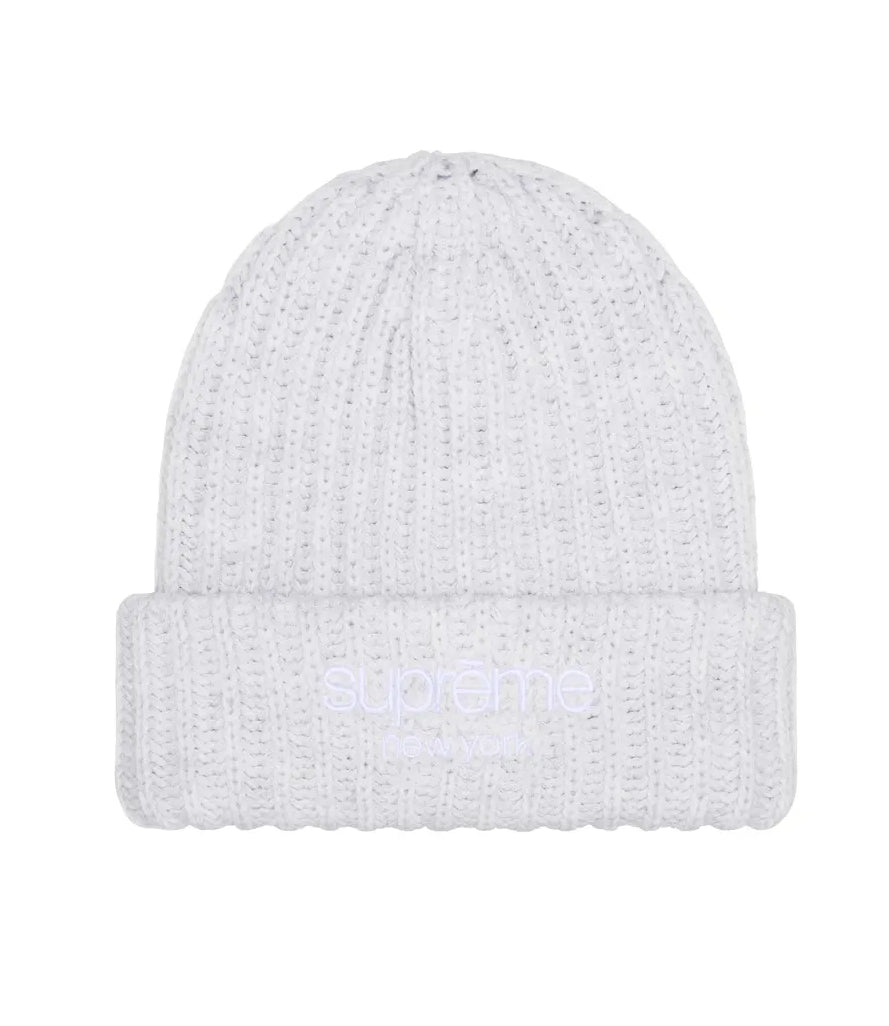 Supreme Chunky Rip Classic Logo Beanie Grey