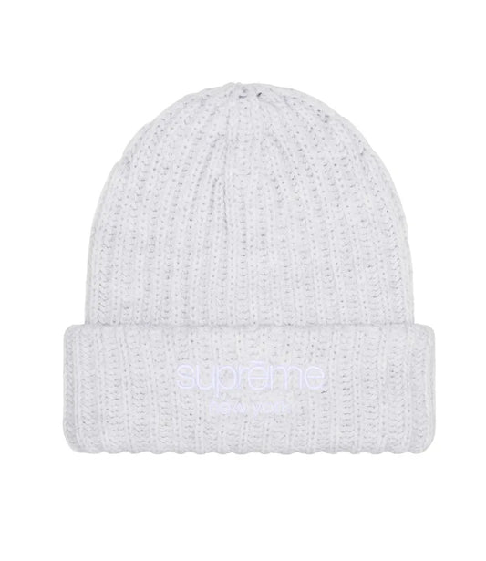 Supreme Chunky Rip Classic Logo Beanie Grey