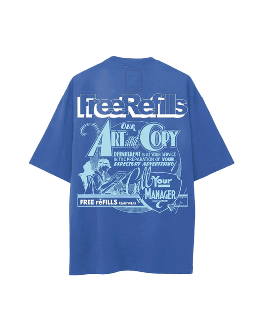 Free Refills Art Dept. Tee Blue
