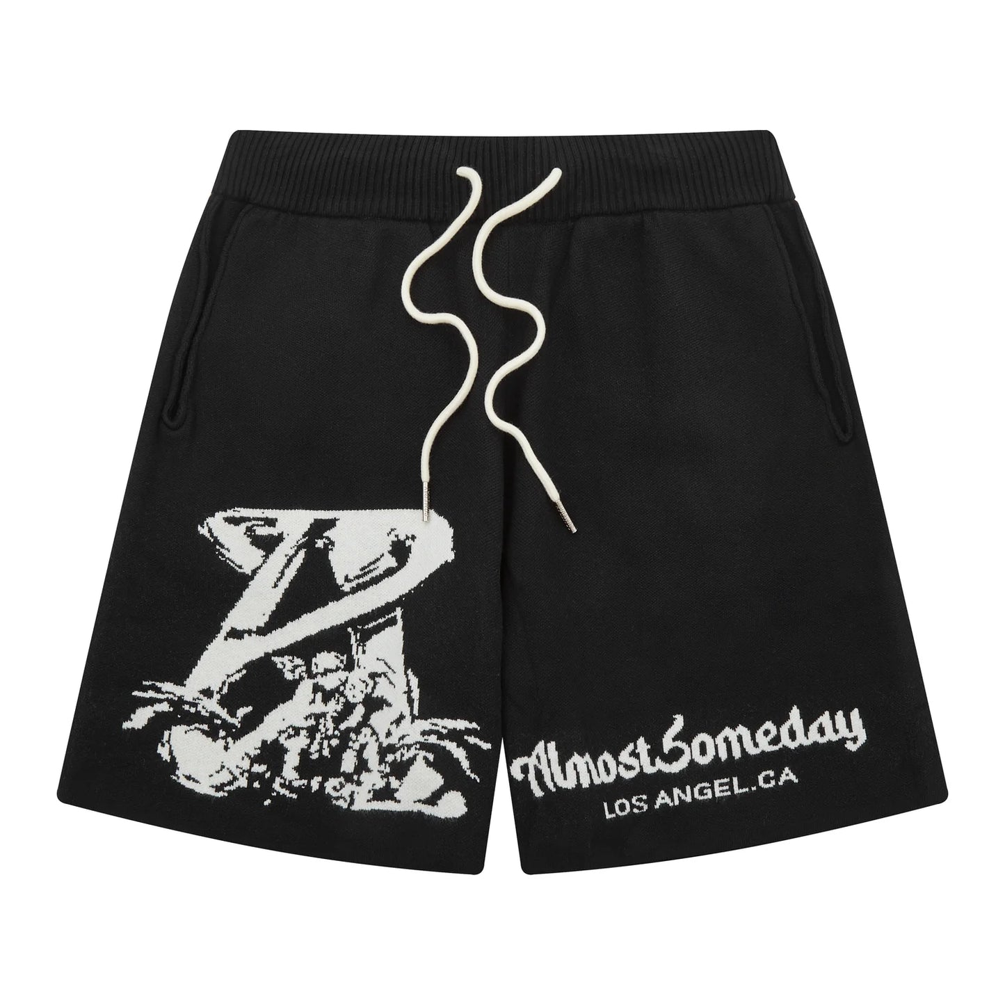 Almost Someday Platinum Knit Terry Shorts Black