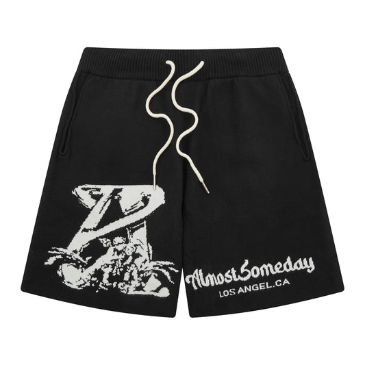 Almost Someday Platinum Knit Terry Shorts Black