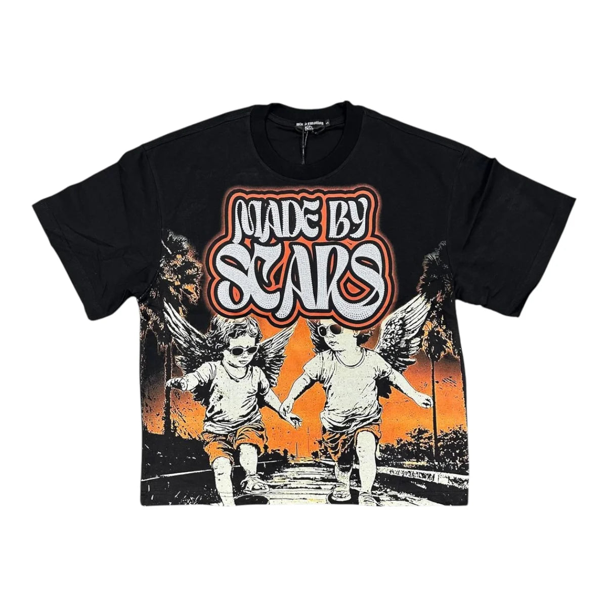 Mixed Emotion Twin Rhinestone Tee Black